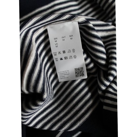 Hugo Boss Silbiana Stretch Maxi Dress Grey Fantasy Navy Blue White Size Medium - Picture 6 of 6